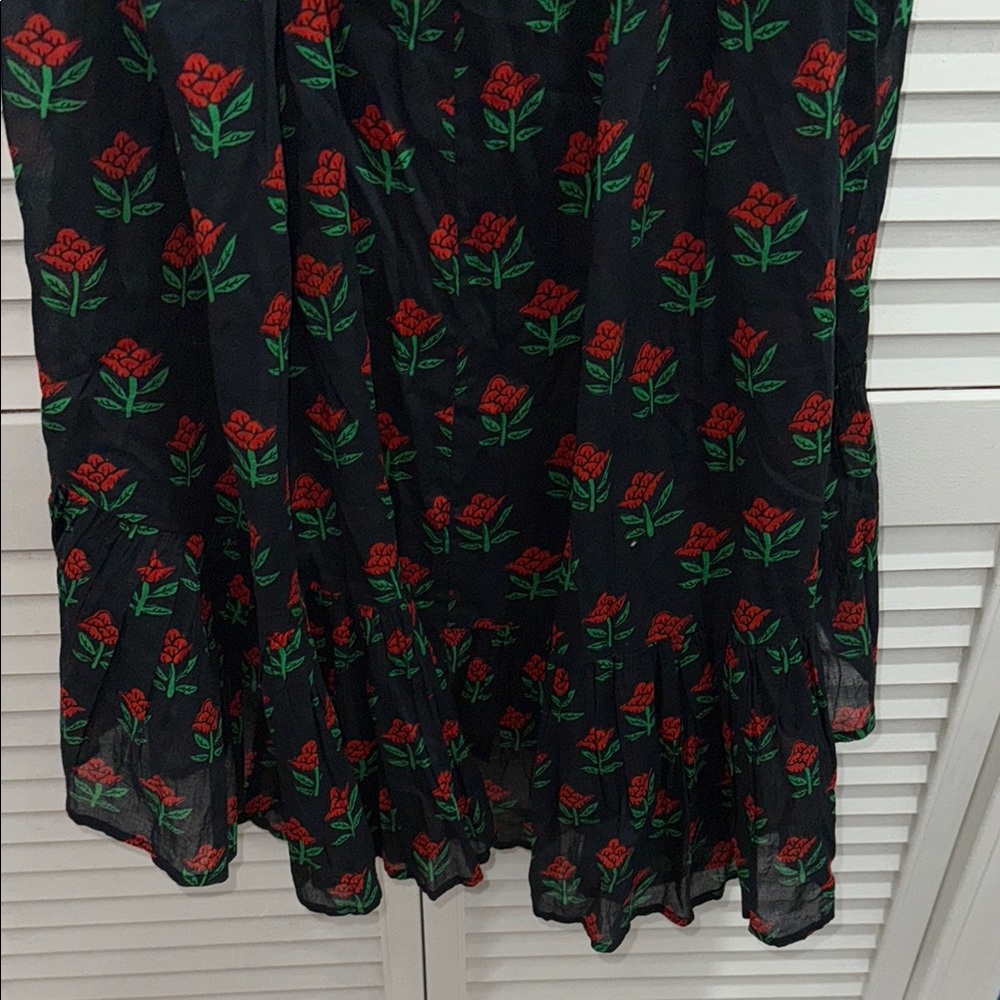 RHODE Floral Black and Red Mini Dress missing belt - Picture 7 of 7